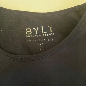 BYLT Shirt Men's Large Cut Short Navy Sleeve Crew Neck Lux Top